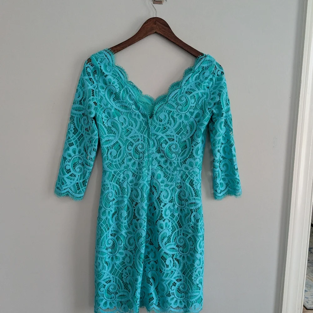 Women's Lilly Pulitzer Dress Helene 2 Teal Mint Lace Cocktail Formal - Picture 5 of 5